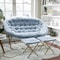 Flash Furniture Eleanor 56-in Portable Folding Double Saucer Chair w/2 Folding Ottomans, Aqua Faux Fur w/Gold Frame FV-FDS-001-2FR-DTAQ-SGD-GG - alternate 7